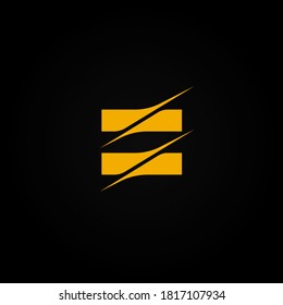 Sliced yellow character from a fontset, vector illustration