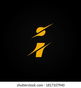 Sliced yellow character from a fontset, vector illustration