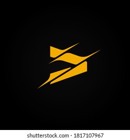 Sliced yellow character from a fontset, vector illustration