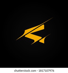 Sliced yellow character from a fontset, vector illustration