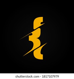 Sliced yellow character from a fontset, vector illustration