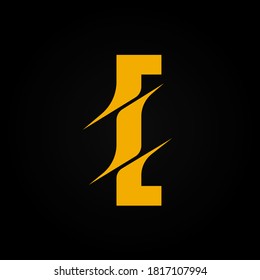 Sliced yellow character from a fontset, vector illustration