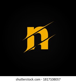 Sliced yellow character from a fontset, vector illustration