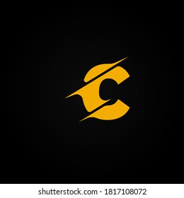 Sliced yellow character from a fontset, vector illustration