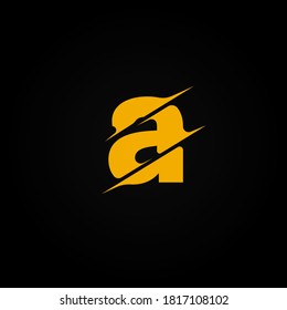 Sliced yellow character from a fontset, vector illustration