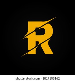 Sliced yellow character from a fontset, vector illustration