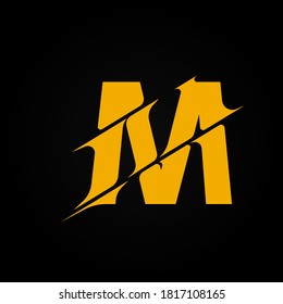 Sliced yellow character from a fontset, vector illustration