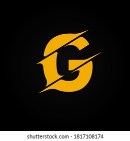 Sliced yellow character from a fontset, vector illustration