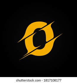 Sliced yellow character from a fontset, vector illustration