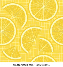 Sliced yellow lemonade seamless pattern design