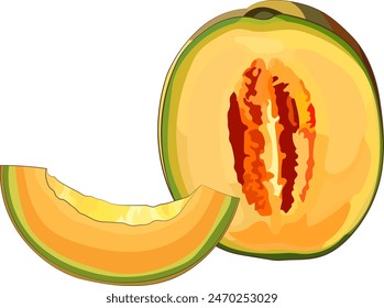 Sliced yellow melon graphic summer design no background