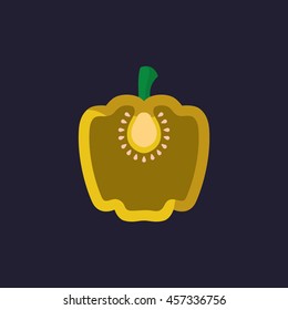 sliced yellow paprika icon in flat style