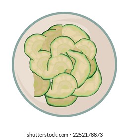 sliced zucchini icon isolated flat