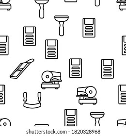 Slicer Kitchenware Vector Seamless Pattern Thin Line Illustration