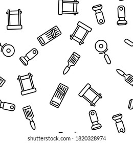 Slicer Kitchenware Vector Seamless Pattern Thin Line Illustration