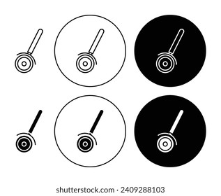 Slicer pizza vector illustration set. Pizza roll circle cutter sign suitable for apps and websites UI design style.