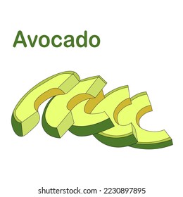 slices of avocado sliced into pieces, pure farm product. vegetarian food.
