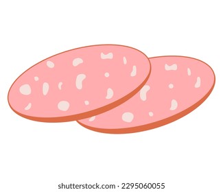 Slices of boiled sausage. Meat product. food. Vector illustration.