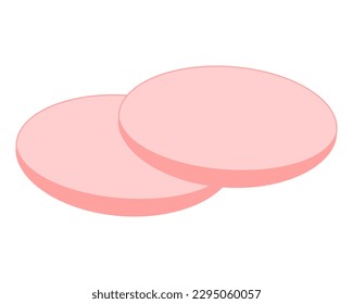 Slices of boiled sausage. Meat product. food. Vector illustration.
