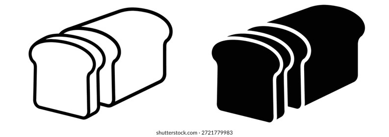 Fatias de pão em ilustrações em preto e branco, pão branco ícone do conjunto ícone logotipo símbolo ilustração de design de vetor, Pão ícone de pão conceito de design.