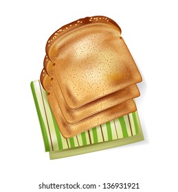 slices of bread and napkin isolated
