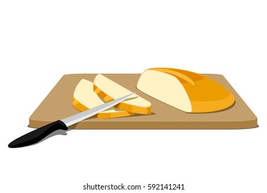 Slices of bread on cutting board