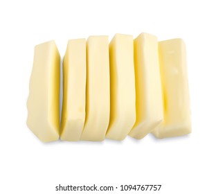 Slices of Butter Isolated on White Background. Realistic 3d Vector Illustration