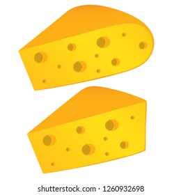 
Slices of cheese on a white background