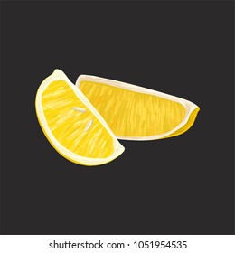Slices of fresh lemon vector Illustration isolated on a black background.