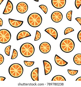 Slices fresh orange fruit on white background pattern. Juicy orange fruit isolated on white background pattern vector