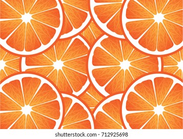 A slices of fresh Orange texture background pattern. Vector illustration.
