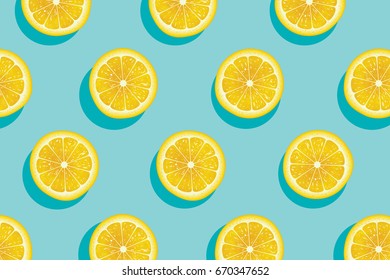 Slices of fresh yellow lemon summer background. 