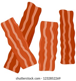 Slices of fried crispy bacon. Vector illustration