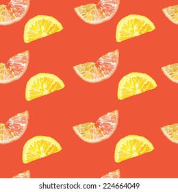 Slices of grapefruit and orange watercolor pattern