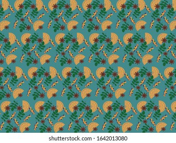 Slices of lemon, candy, mint on a blue background.