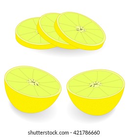 Slices of lemon on a light background. 