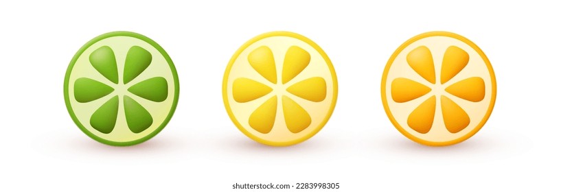 Slices of lemon, orange and lime. Summer vacation elements