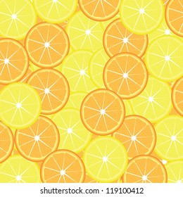 Slices of lemon and orange seamless background, vector illustration