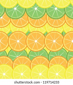 Slices of lemon,lime and orange seamless background, vector illustration