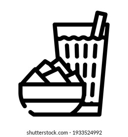 slices mango snack and drink cup line icon vector. slices mango snack and drink cup sign. isolated contour symbol black illustration