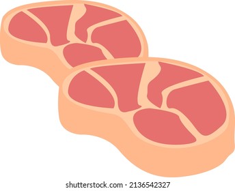 Slices of meat, illustration, vector on a white background.