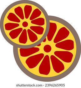 slices of orange fruit stylized on white background
