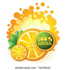 Slices orange with leaf isolated on white background