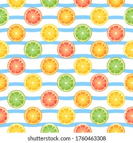 Slices of orange on a background of waves
