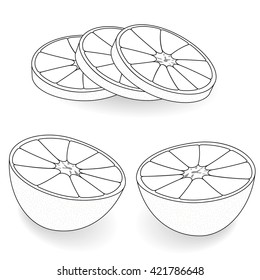 Slices of orange on a light background. 