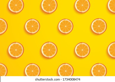 Slices of orange paper art summer background. 