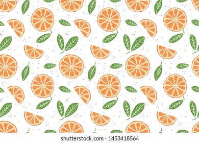 slices orange seamless pattern on white background