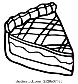slices pie with cross pattern hand drawn outline illustration