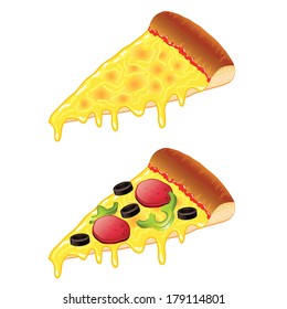 Slices of pizza isolated photo-realistic vector illustration