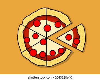 slices of pizza, on an orange background